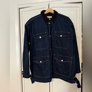 Madewell Dark Blue Denim Chore Jacket with Corduroy collar